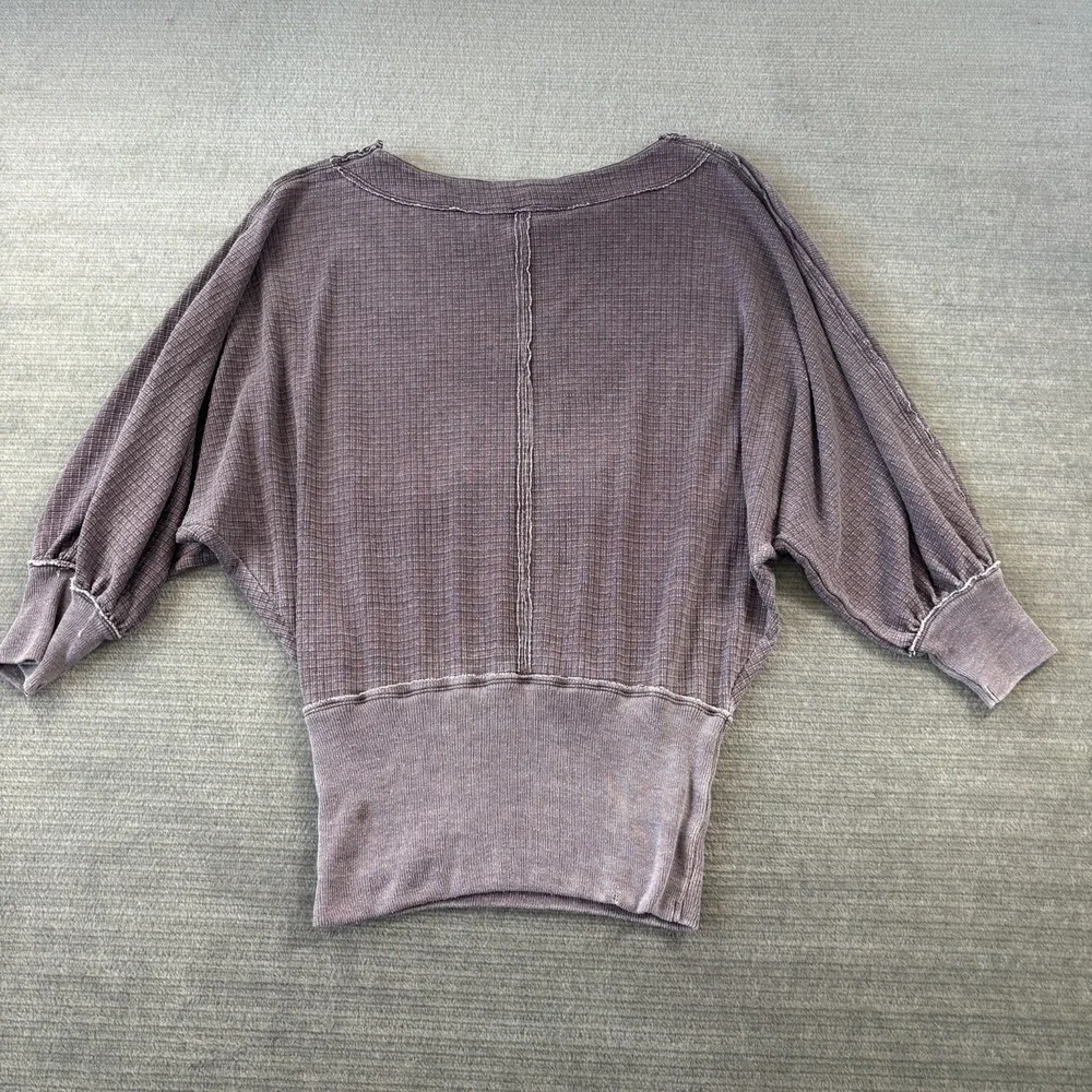 Free People Willow Thermal Top Decadent Purple Womens XS Faded Relaxed Lounge